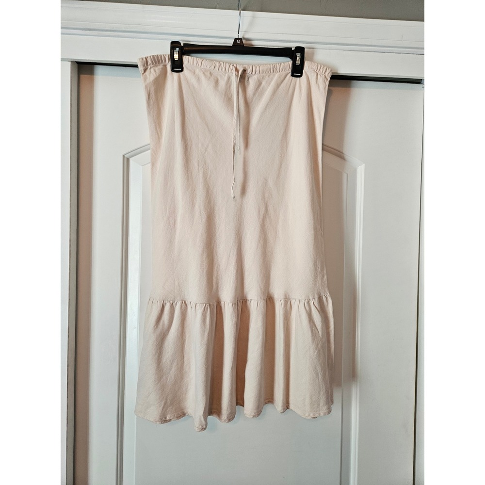 Linen Midi Skirt Large Cream Country Boho Cottage Western Renfaire Peasant Beach